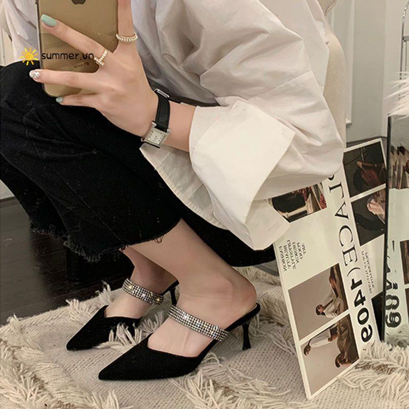 Giày Cao Gót Mũi Nhọn Đính Đá Thời Trang Mùa Hè Mới 2022 Cho Nữ