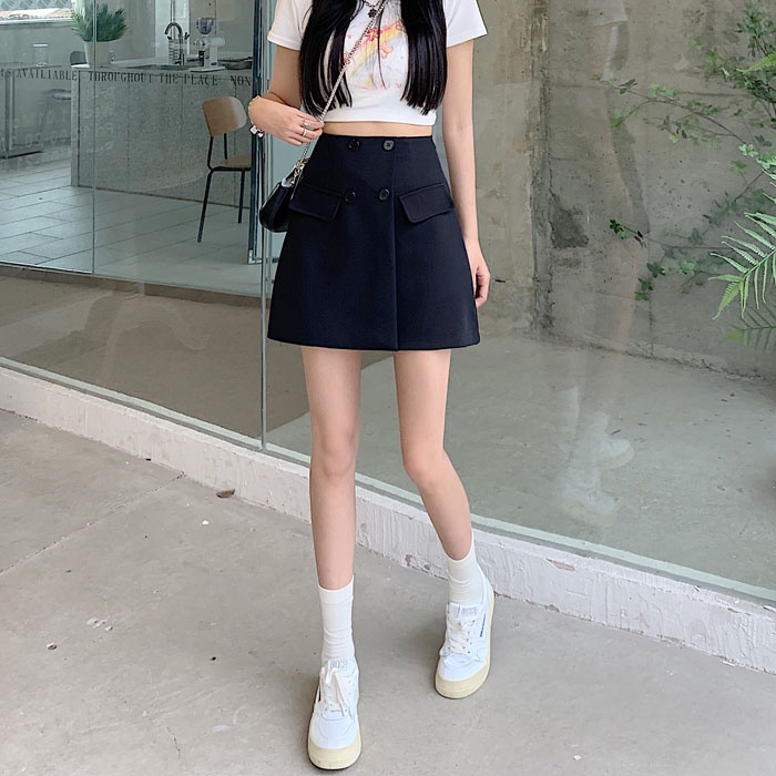 SUXI Chân Váy Chữ A Lưng Cao Màu Sắc Thời Trang Mùa Xuân Cho Nữ