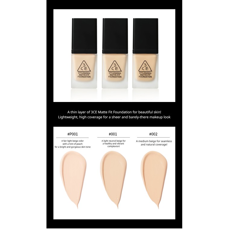 KEM NỀN 3CE MATTE FIT FOUNDATION 35g