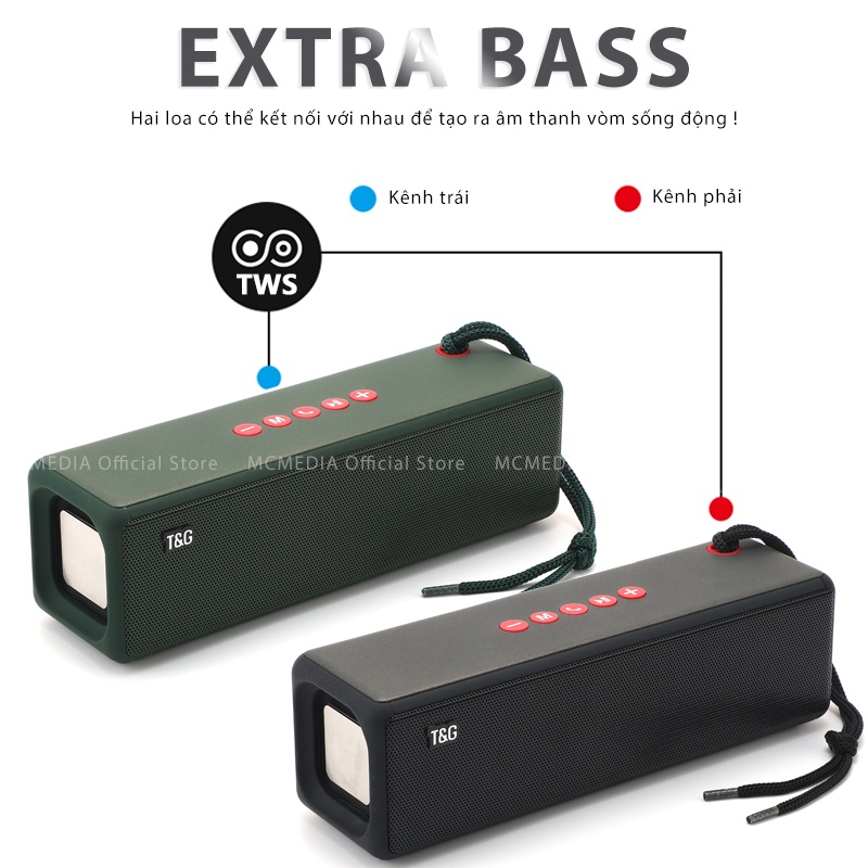Loa Bluetooth Nghe Nhạc Hay Công Suất Lớn 10W Âm Thanh Siêu Trầm Extra Bass Pin Trâu Hỗ Trợ Bluetooth, Thẻ Nhớ, USB, AUX