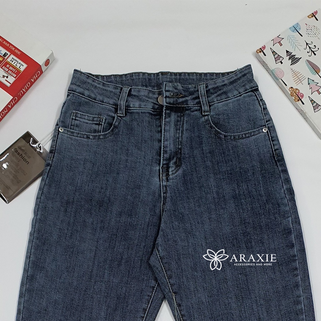 Quần bò baggy nữ cạp cao, quần jeans baggy nữ màu xanh nhạt co giãn 4 chiều Jean Araxie JABG02 | BigBuy360 - bigbuy360.vn