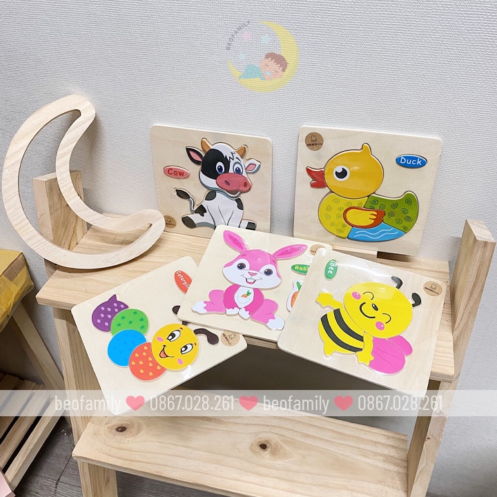 Tranh ghép gỗ cho bé, tranh ghép hình 3d bằng gỗ cho bé phát triển phản xạ và tư duy