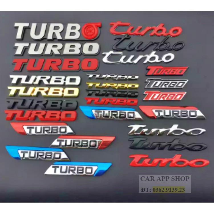 Logo Biểu Tượng TURBO Chữ Thanh Chữ Đậm  Đồ Trang Trí Xe Hơi  Hợp Kim Sáng Bóng