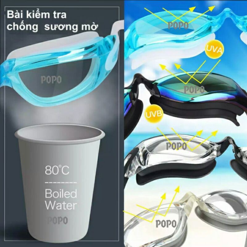 BỘ KÍNH BƠI, MŨ BƠI TRƠN, BỊT TAI, KẸP MŨI POPO COLLECTION 2360