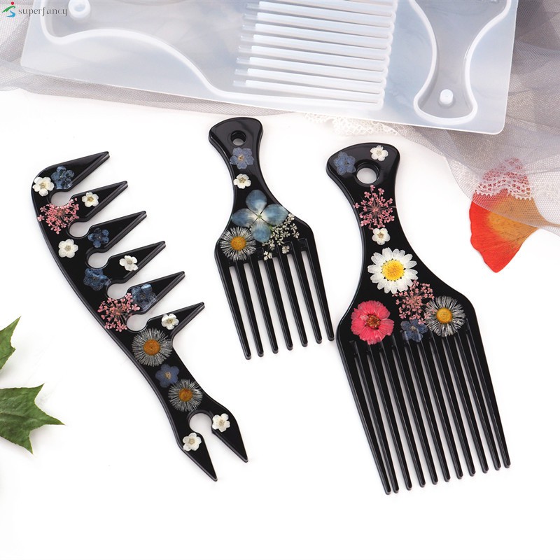 Large Hair Pick Mold Afro Comb Silicone Molds Hair DIY Hairdressing Styling Tool For Handicrafts Making Supplies