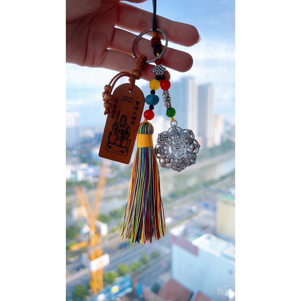 Dây chỉ ngũ sắc thái tuế tam tai giải hạn - bát bảo kèm ngũ sắc trợ may mắn treo xe