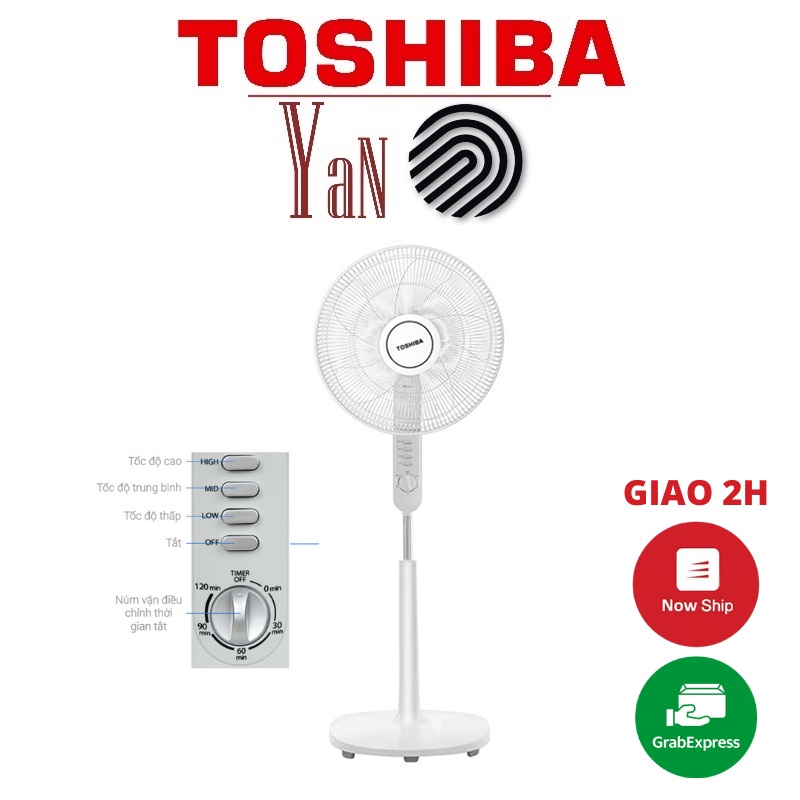 Quạt cây đứng 5 cánh 3 mức gió màu xám Toshiba F-LSA10(H)VN 50W - Hàng chính hãng