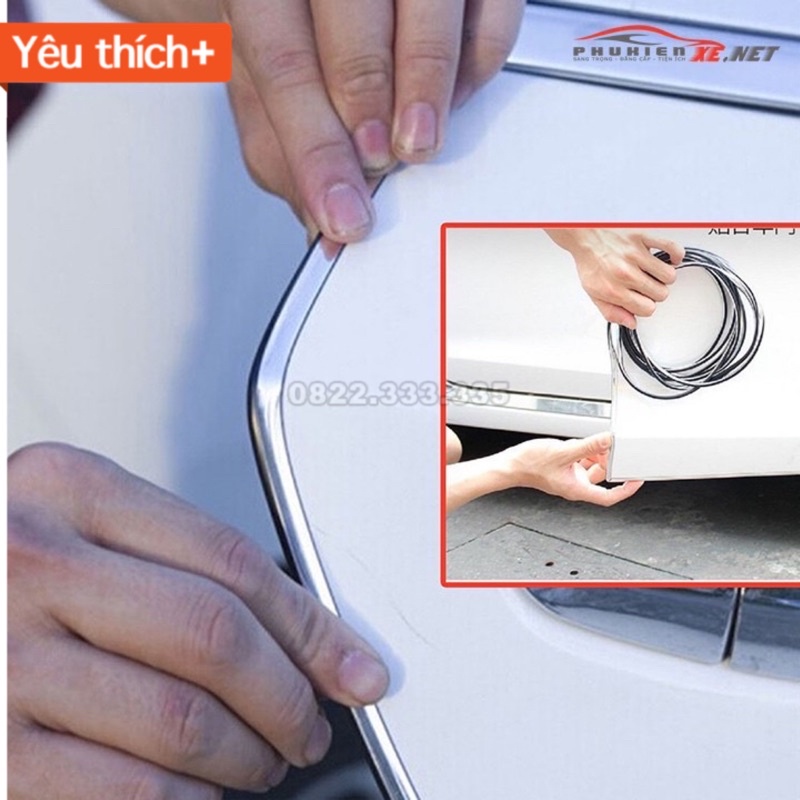 Freeship 30K 10m Nẹp viền chữ u mạ crom bảo vệ xe ô tô, nẹp viền cửa mạ crom trang trí và chống xước viền cửa ô tô