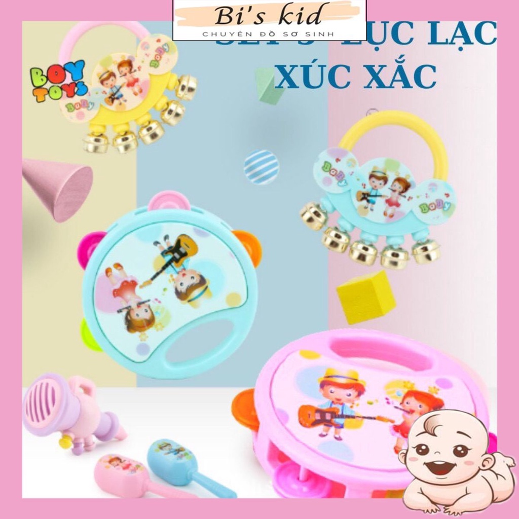 [Hàng mới về]  Bộ Đồ Chơi Xúc Xắc Lục Lạc 5 Món Cho Bé Yêu