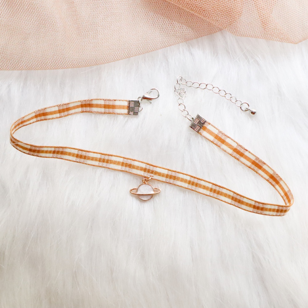 Vòng Cổ choker Nhung Mặt Nơ Trái Tim Màu Nâu