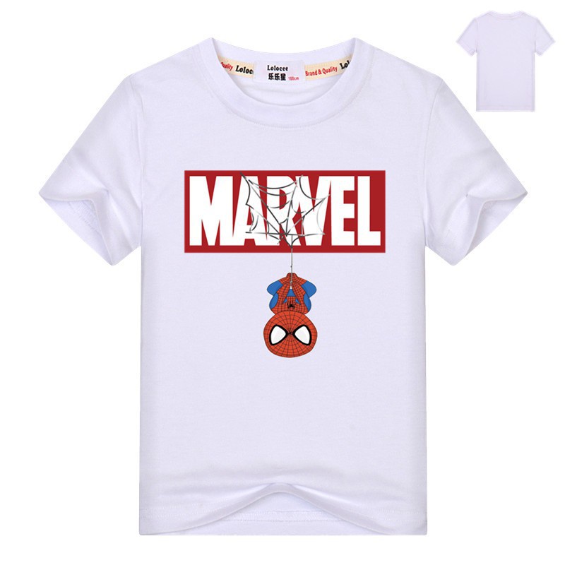 Áo thun bé trai in hình Marvel Spider Man, Chất liệu cotton thoáng mát mềm mịn, Hình in PET không bong tróc, SSSHOP