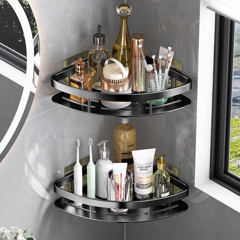 Giá Đựng Đồ Hình Tam Giác Không Đục Lỗ Gắn Tường Nhà Tắm / Vệ Sinh