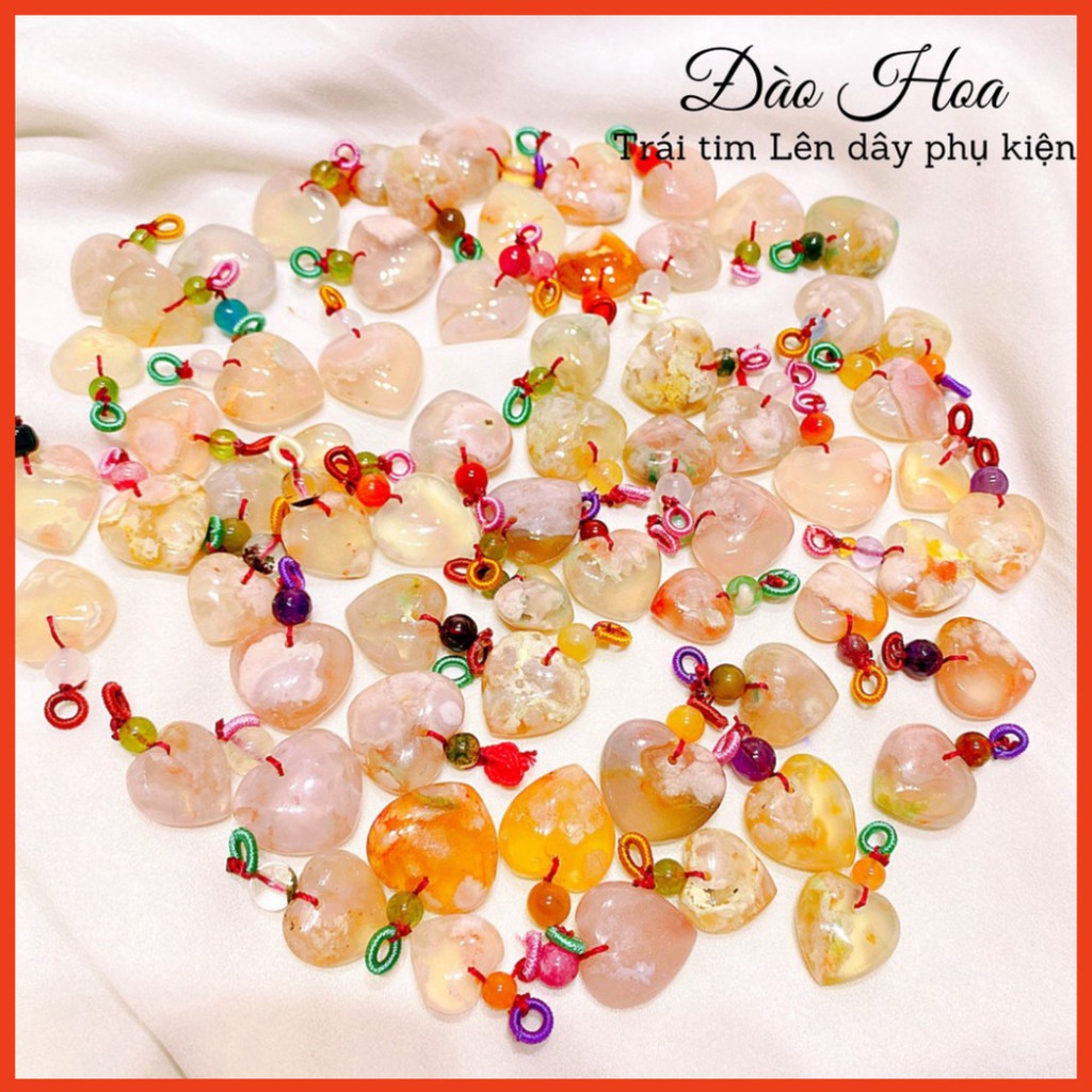 Mẫu bestseller Mặt dây chuyền hình tái tym đá hoa anh đào nổi bật có 3 size để chị em lựa chọn Phong thuỷ