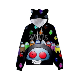 Áo Hoodie Tay Dài Thiết Kế Tai Thú In Hình Hoạt Hình Thời Trang Cho Trẻ Em