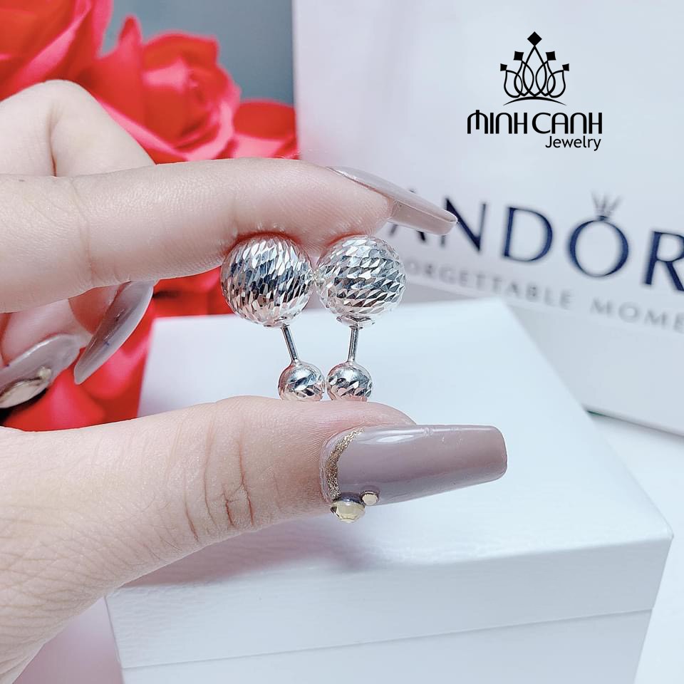 Bông Tai Bạc 2 Đầu To Nhỏ Ren Vặn - Minh Canh Jewelry