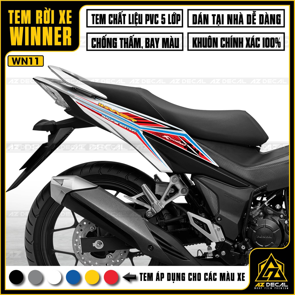Tem Xe Winner 150 Mẫu Dunlop | WN11 | Chất Liệu Decal PVC Chống Thấm Nước, Chống Bay Màu, Dễ Dán