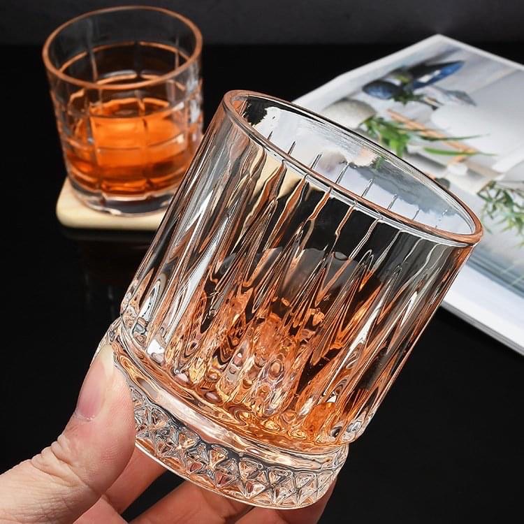 Ly thủy tinh/ Cốc thủy tinh sọc kim cương chịu nhiệt cao cấp dùng decor, đựng sinh tố, nước ép 220ml