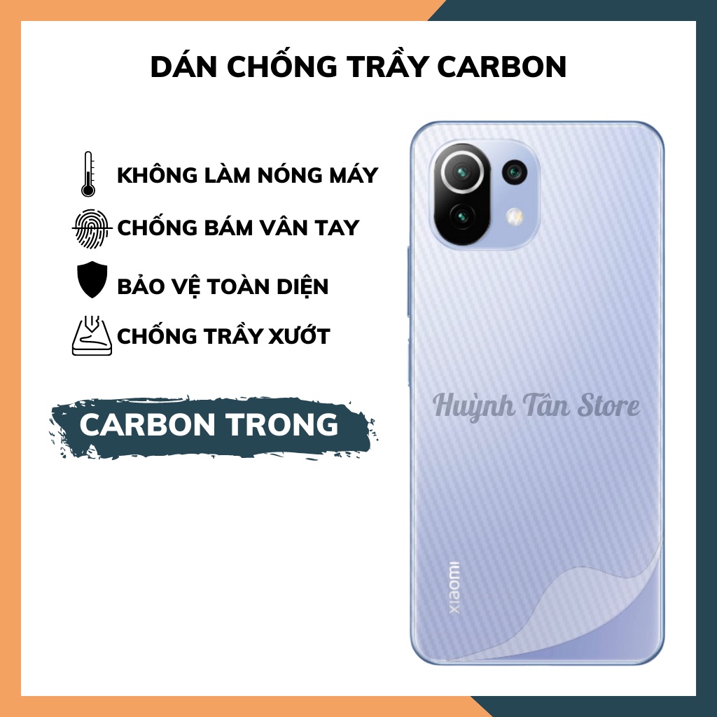 Miếng dán decal carbon mặt sau Xiaomi Mi 11 Lite 5G Ne chống trầy mặt lưng,chống bám vân tay