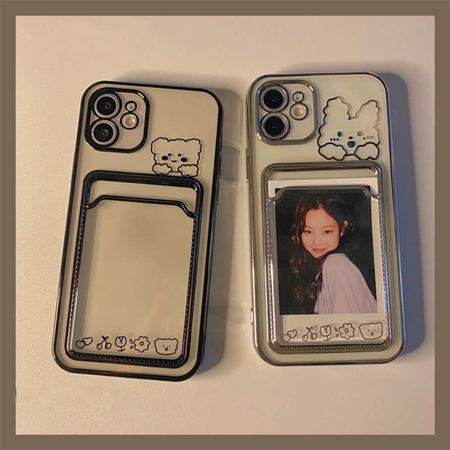 Compatible For iPhone 14 13 12 11 Pro Max X XR Xs Max 8 7 6 6s Plus SE 2020 Ốp Điện Thoại Mềm Mạ Điện Kèm Ngăn Đựng Thẻ Cho