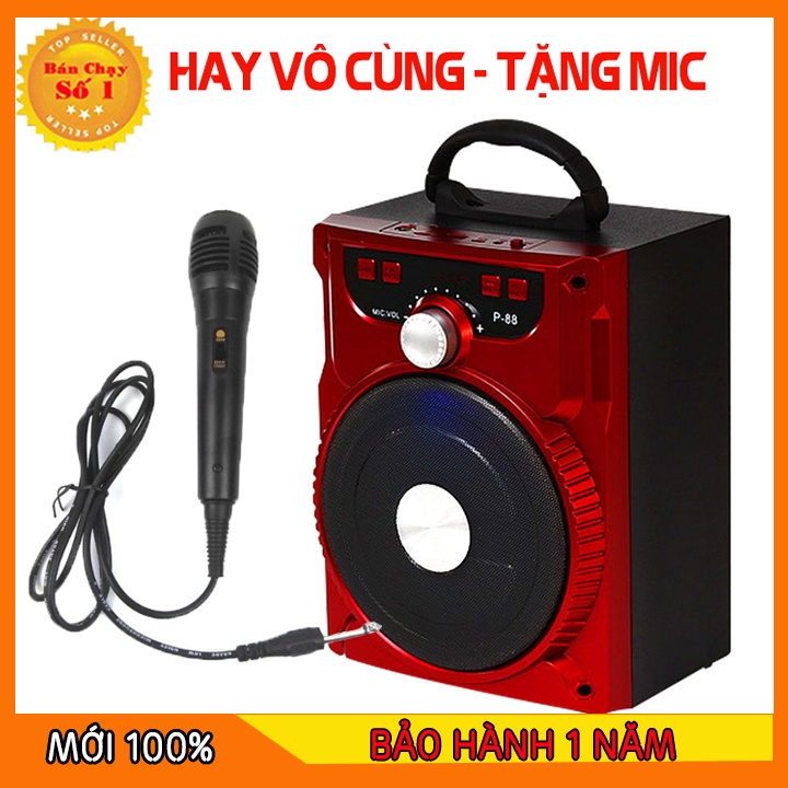 [FREESHIP - GIẢM THÊM 12%]-[TẶNG 1 MIC KARAOKE CÓ VANG 100K] Loa Kẹo Kéo Karaoke Bluetooth Mini P88 - Loabluetooth - Mic