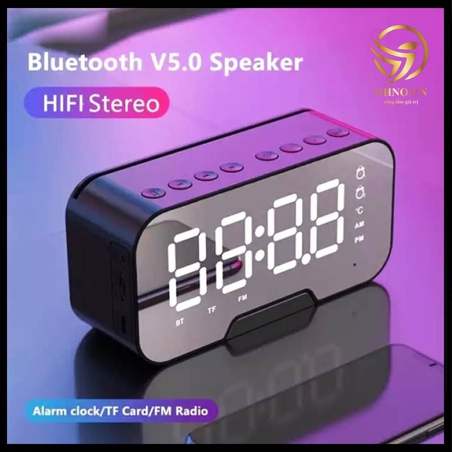 Loa Đồng Hồ KIMISO K10 Bluetooth Đồng Hồ Tráng Gương Loa Báo Thức Tích Hợp Đài FM