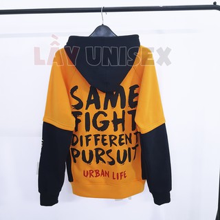 Áo hoodie phối cam đen