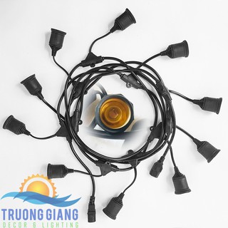 DÂY ĐÈN PINGPONG NGOÀI TRỜI - CHỊU NƯỚC - FULL LÕI ĐỒNG - ĐUI E27 - ĐUI CÔN - 5mét 10 đui - có nguồn và dây nối