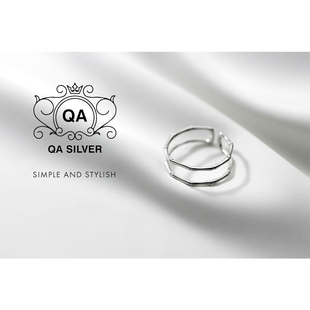 Nhẫn bạc 2 tầng nữ đốt trúc tối giản S925 LAYER Silver Ring QA SILVER RI220403