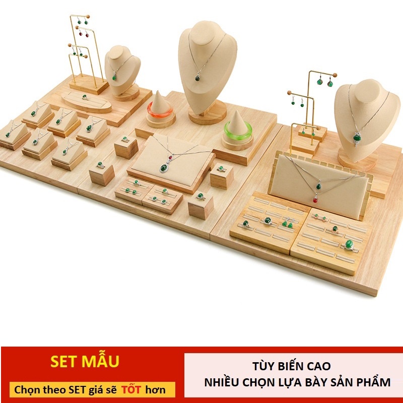 [D2CB] Bộ giá gỗ trưng bày trang sức lai trim chụp mẫu ảnh 3D rất đẹp 13-24 mẫu