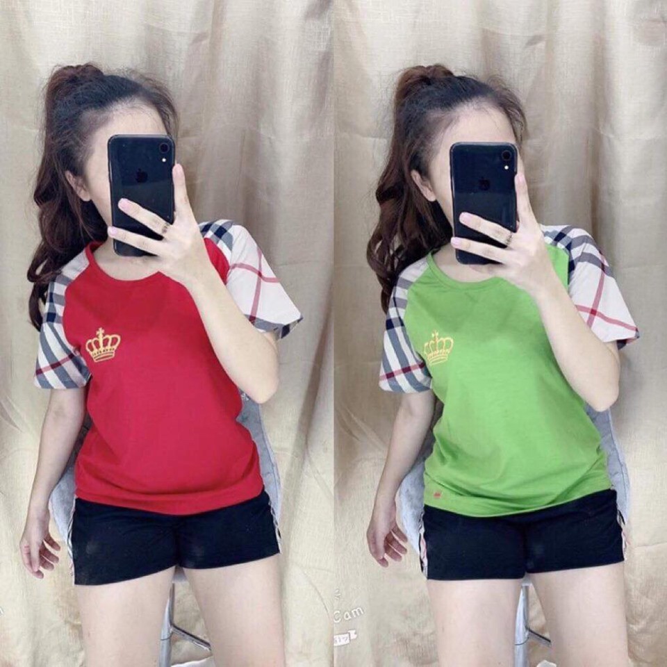 SET BỘ THỜI TRANG ĐÙI PHỐI TAY CARO THIÊU LOGO SIÊU XINH