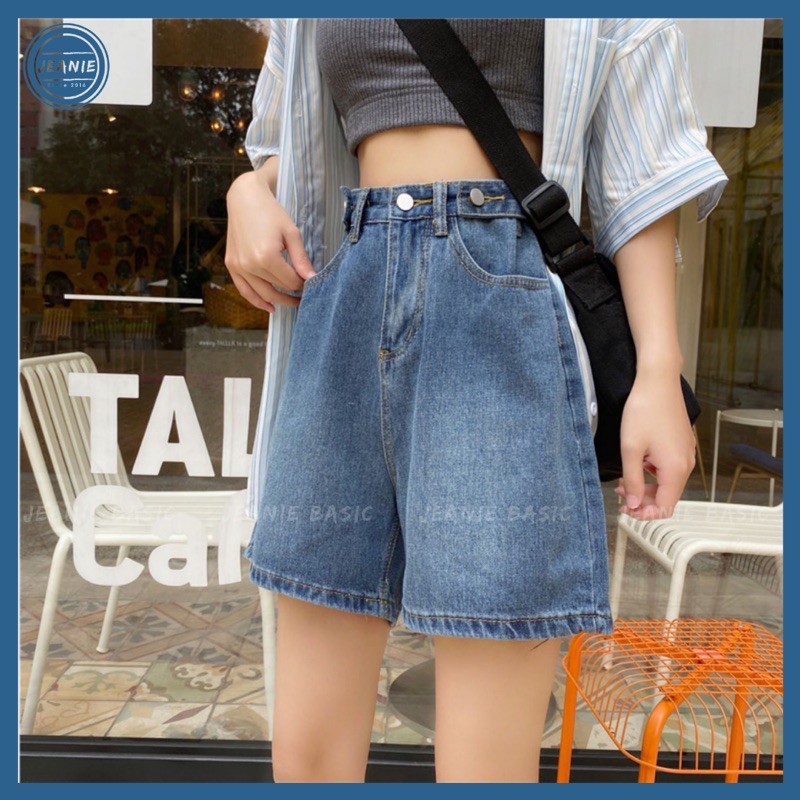 Quần short jean ngố JEANIE, quần sooc jean lửng trơn