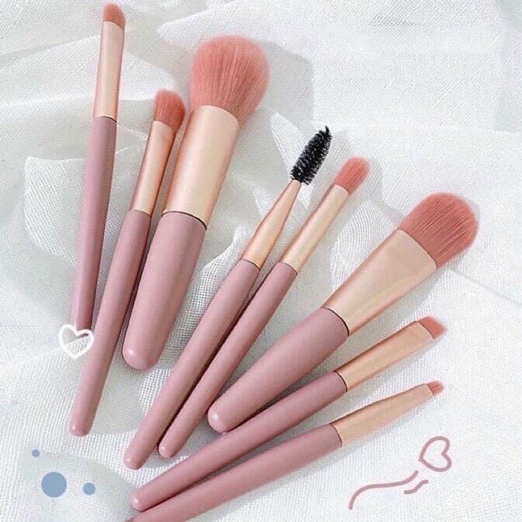 Bộ cọ trang điểm make up cá nhân 8 món thiết kế nhỏ gọn tiện ích đầy đủ công dụng cho make up hằng ngày