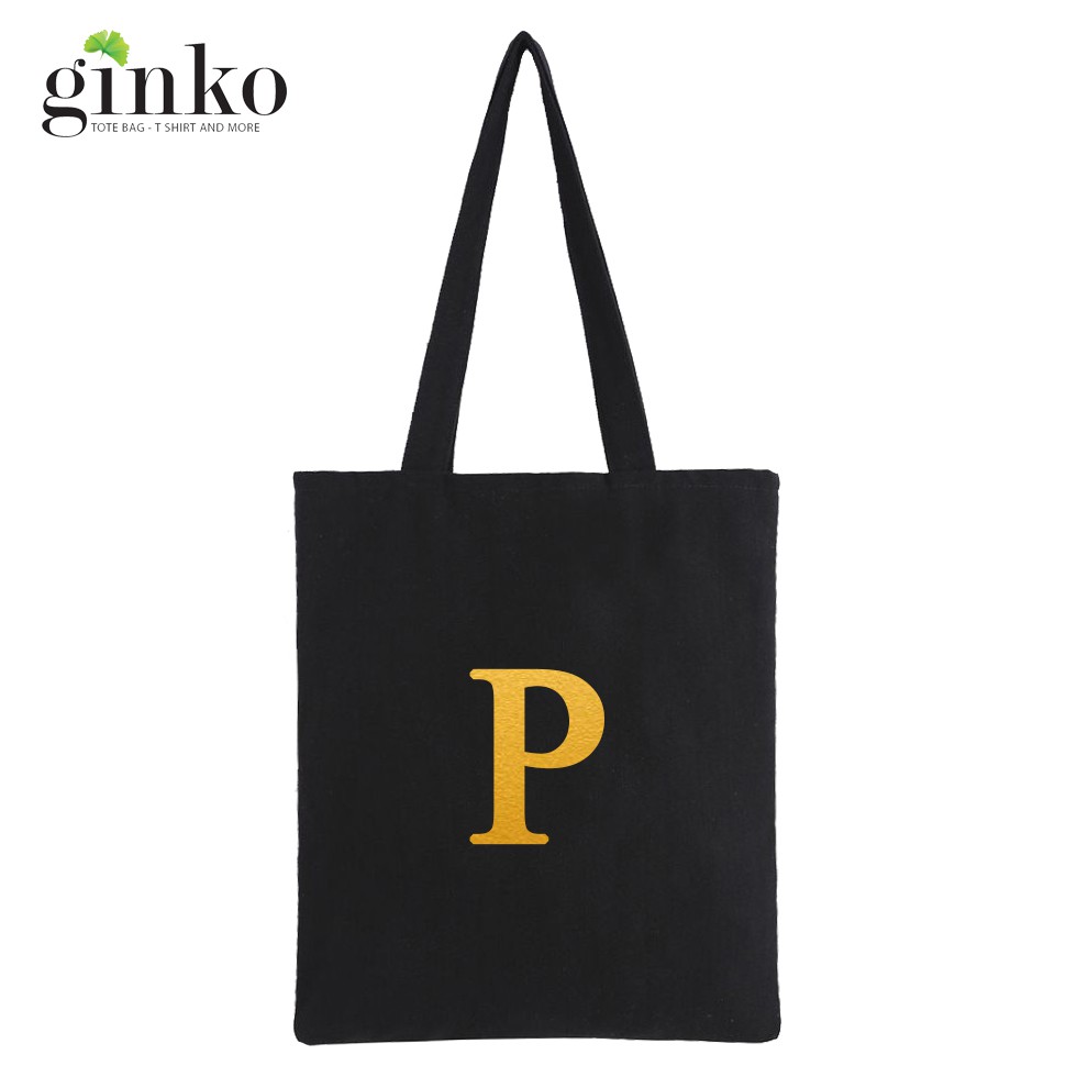 [Mã WABRBAGS giảm 20K đơn 99K] Bộ sưu Tập Túi Vải Tote Ginko Dây Kéo In Chữ Cái Từ &quot;O&quot; Đến &quot;Z&quot;