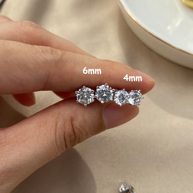 1 Đôi Bông Tai Bạc S925 Đính Đá Zircon Hình Vương Miện Cho Nam Nữ