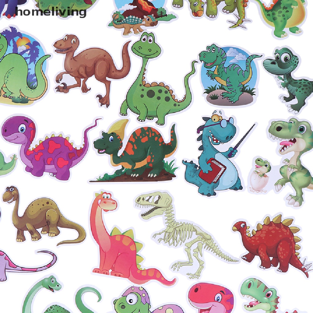 Bộ 50 Miếng Dán Họa Tiết Khủng Long Hoạt Hình Trang Trí Sổ Tay / Vali / laptop