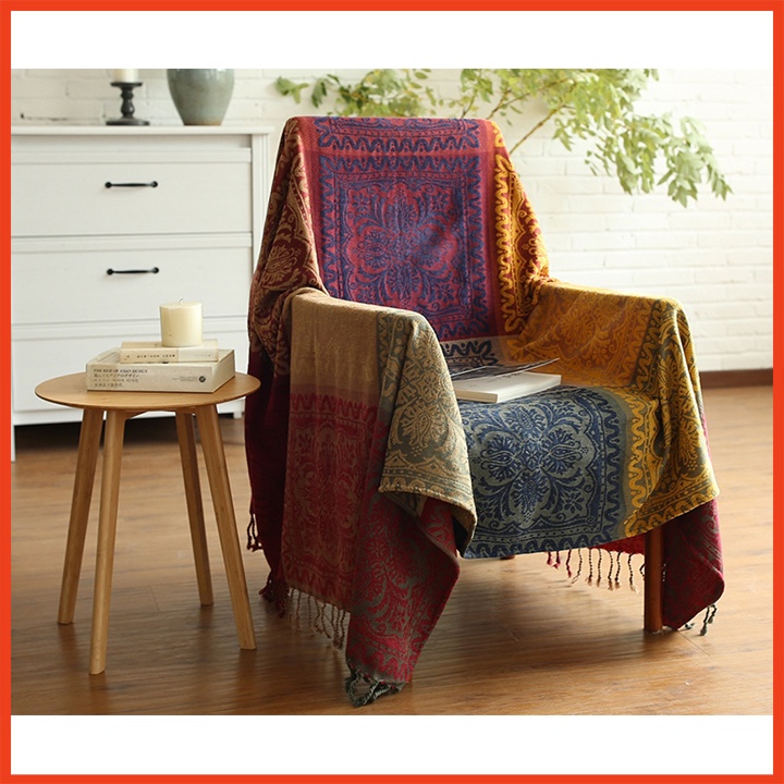 Khăn phủ Sofa, Thảm thổ cẩm vintage trang trí phòng khách kích thước 1m5x1m9