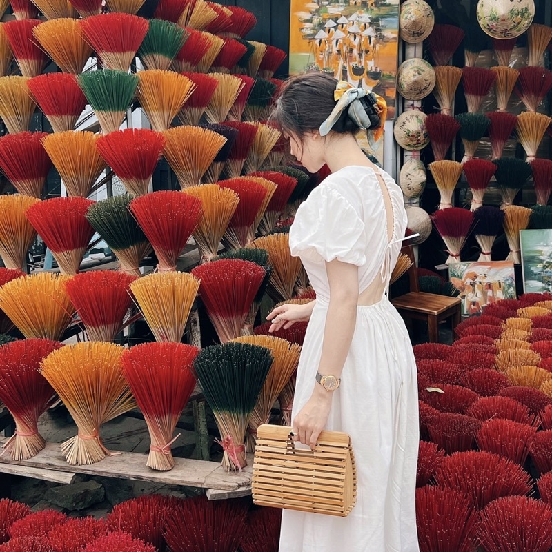 ( Ảnh thật ) Túi nan tre chữ nhật đi biển