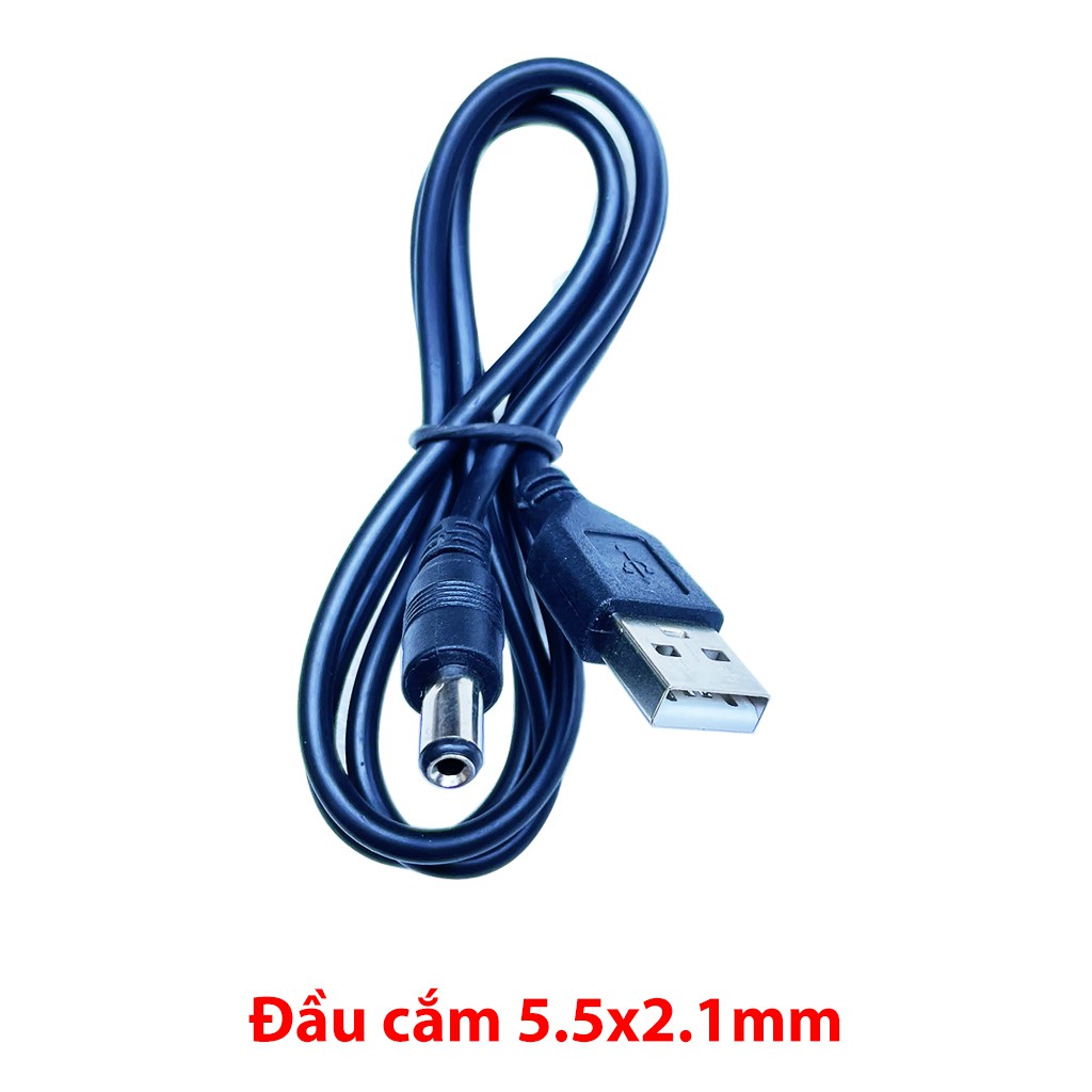 Dây nguồn 5.5x2.1mm, chân cắm USB, dài 0.7m