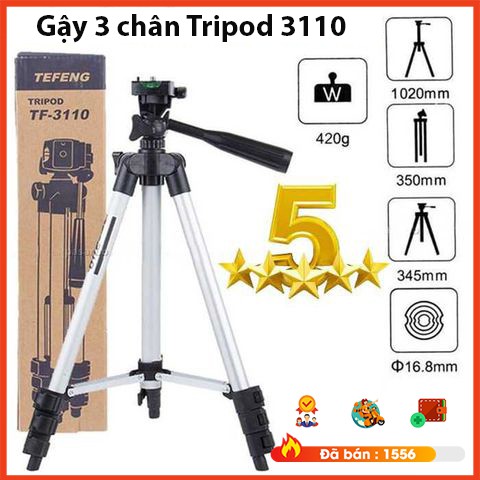 Gậy Tripod 3110 3 chân full hộp, túi đựng, đầu kẹp tiện lợi dễ dang sử dụng - Chân giá đỡ điện thoại, máy ảnh