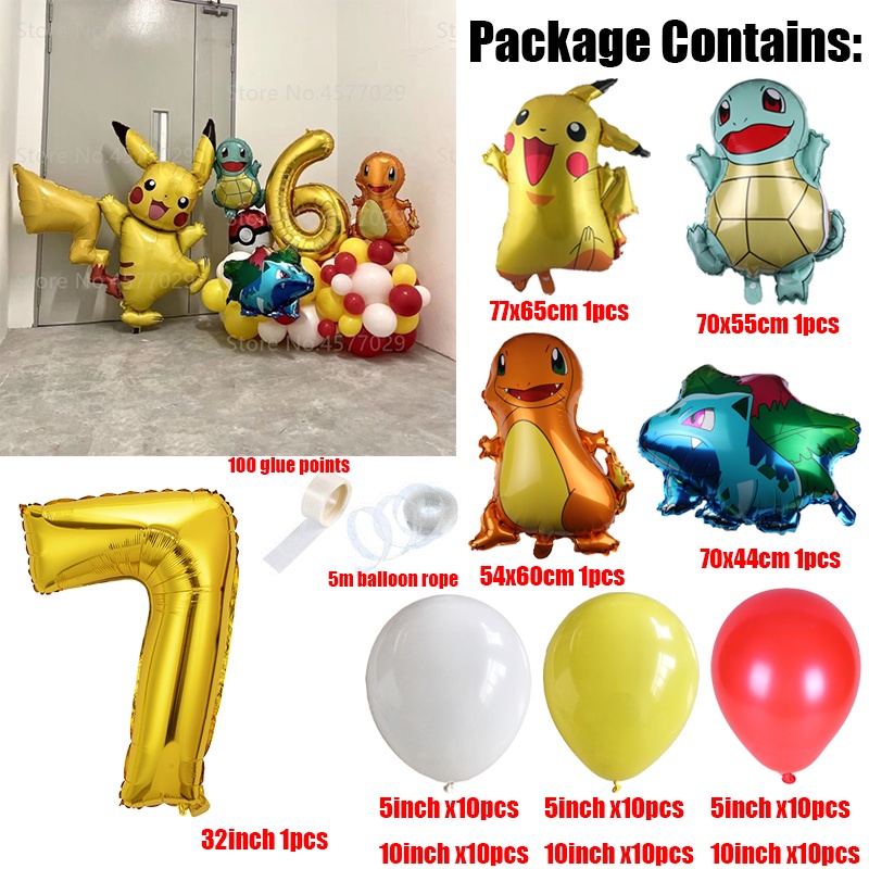 TAKARA TOMY Set 67 Bong Bóng Nhôm Hình Pokemon Trang Trí Tiệc Sinh Nhật Cho Bé