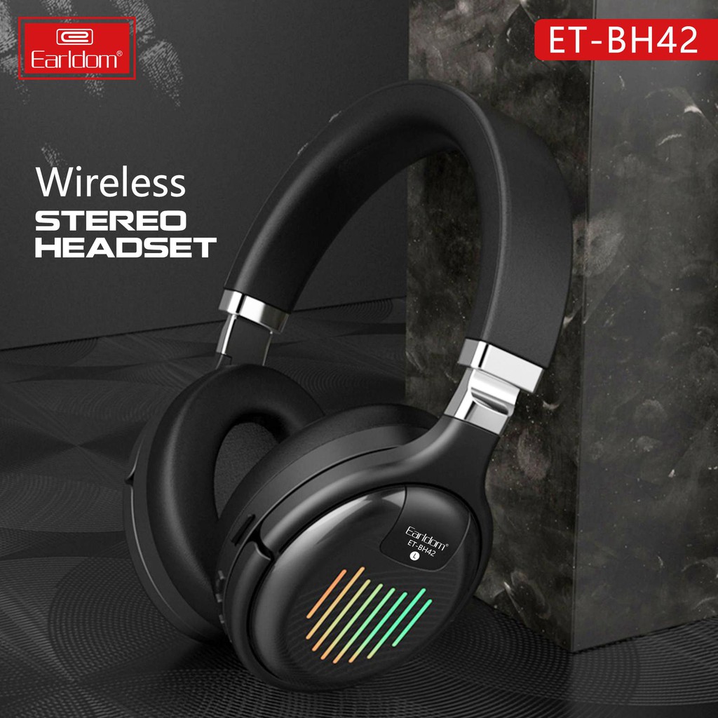 Tai nghe bluetooth chụp tai, headphone gaming không dây EARLDOM ETBH-42 âm bass ấn tượng chống ồn tốt đèn led cảm ứng