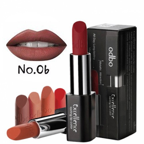 Son thỏi Odbo Excellence Lasting Color Thái Lan 4g - #06 Đỏ đất