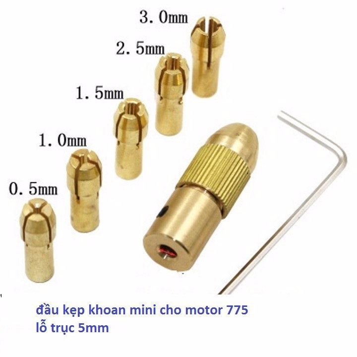 bộ đầu kẹp mũi khoan mini trục 5mm