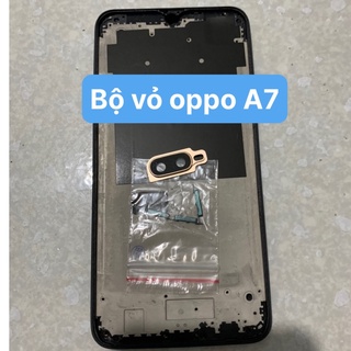 Bộ xương vỏ oppo A7 - ( gồm lưng , sườn , phím , kính camera )
