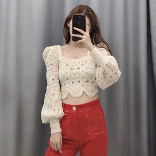 Áo ZARA họa tiết móc đan tròn tinh tế, độc lạ AD0G4N6