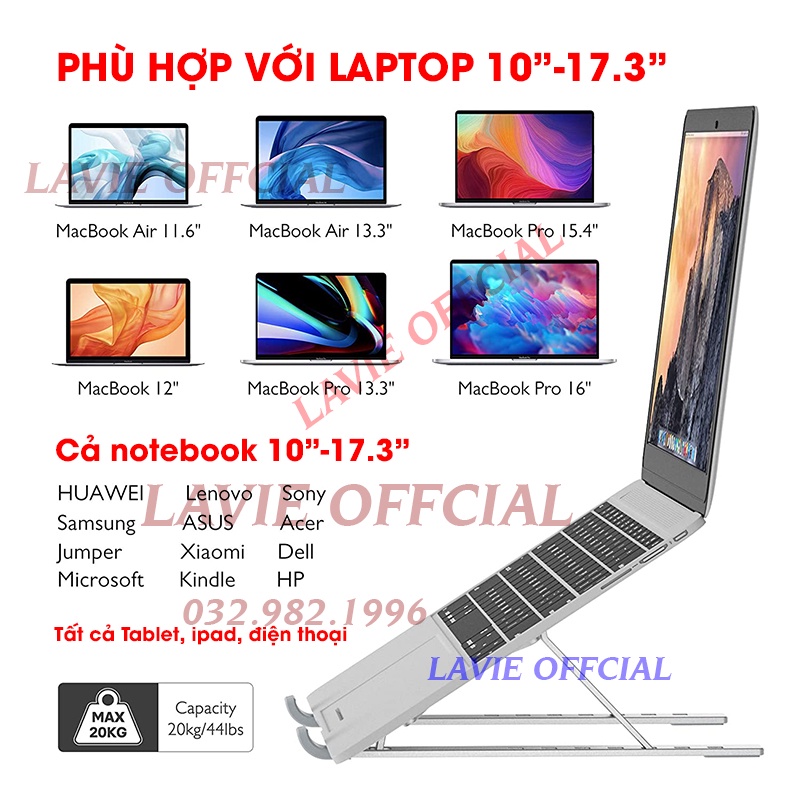 Giá Đỡ Laptop Bằng Nhôm Sang Trọng Bàn Laptop Gấp Gọn Tặng Kèm Túi Đựng Laptop Stand Tản Nhiệt Laptop