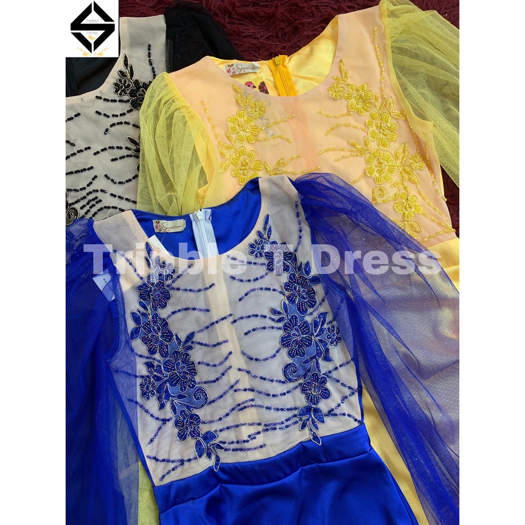 Đầm dự tiệc body TRIPBLE T DRESS ngắn mini tay dài lưới phối ren cườm - size S/M/L - MS334Y