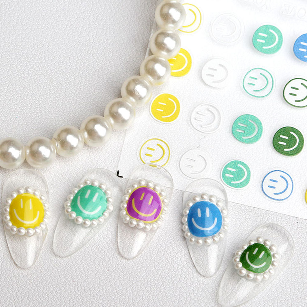 [Hàng mới về] Nhãn Dán Trang Trí Móng Tay Nghệ Thuật Tự Dính Hình Hoa Cười Xinh Xắn