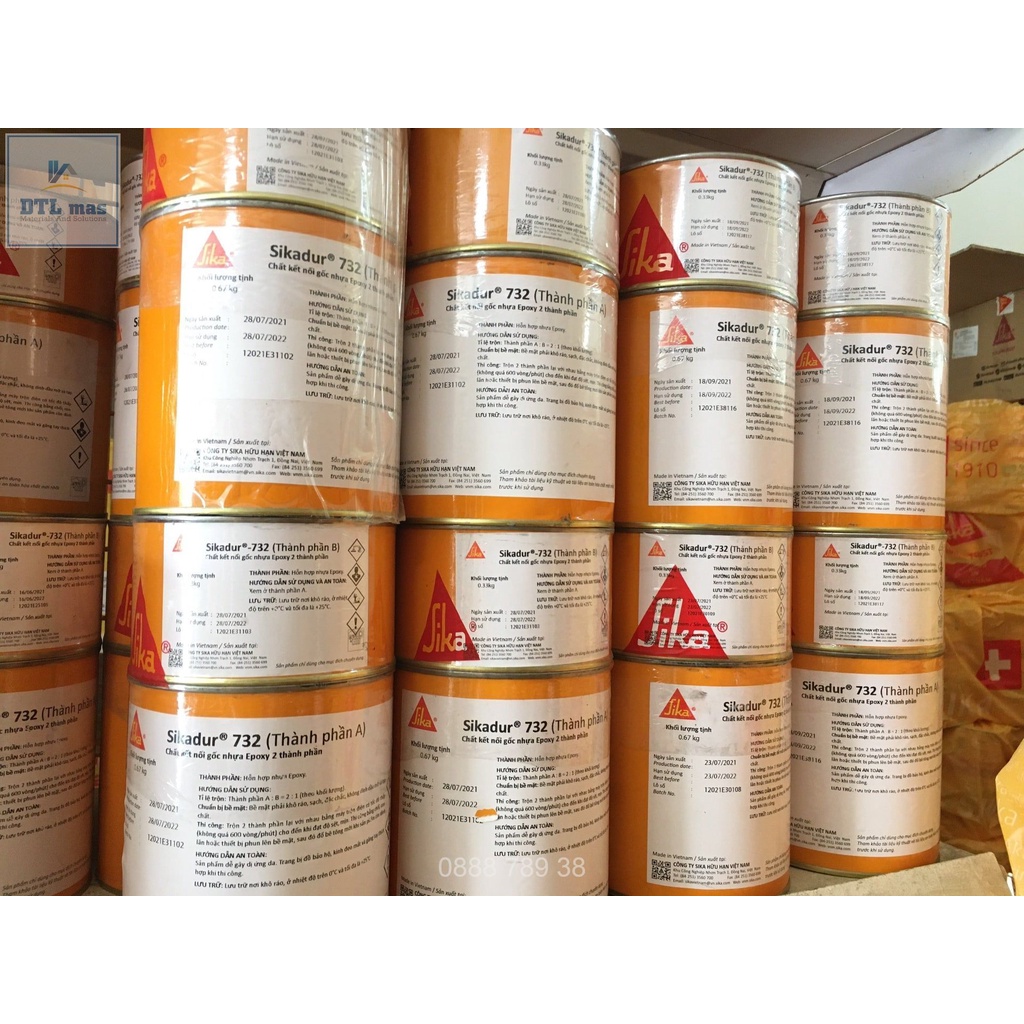Sikadur 732 Bộ 1kg – Keo kết nối bê tông cũ và mới gốc epoxy 2 thành phần, bơm gắn vết nứt bê tông. Sika 732