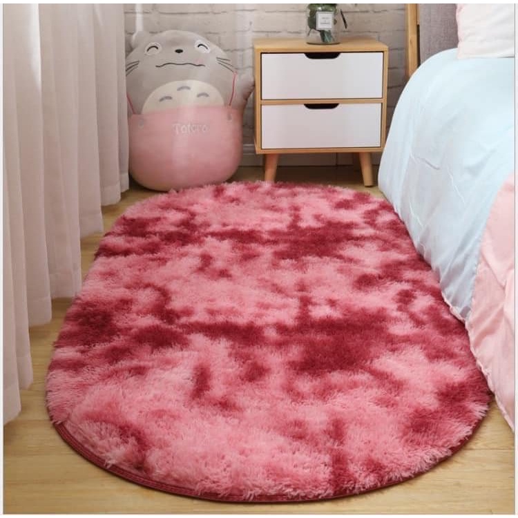 Thảm Lông Trải Sàn Hình Oval - Size 1mx1m6 - Có đế chống trượt